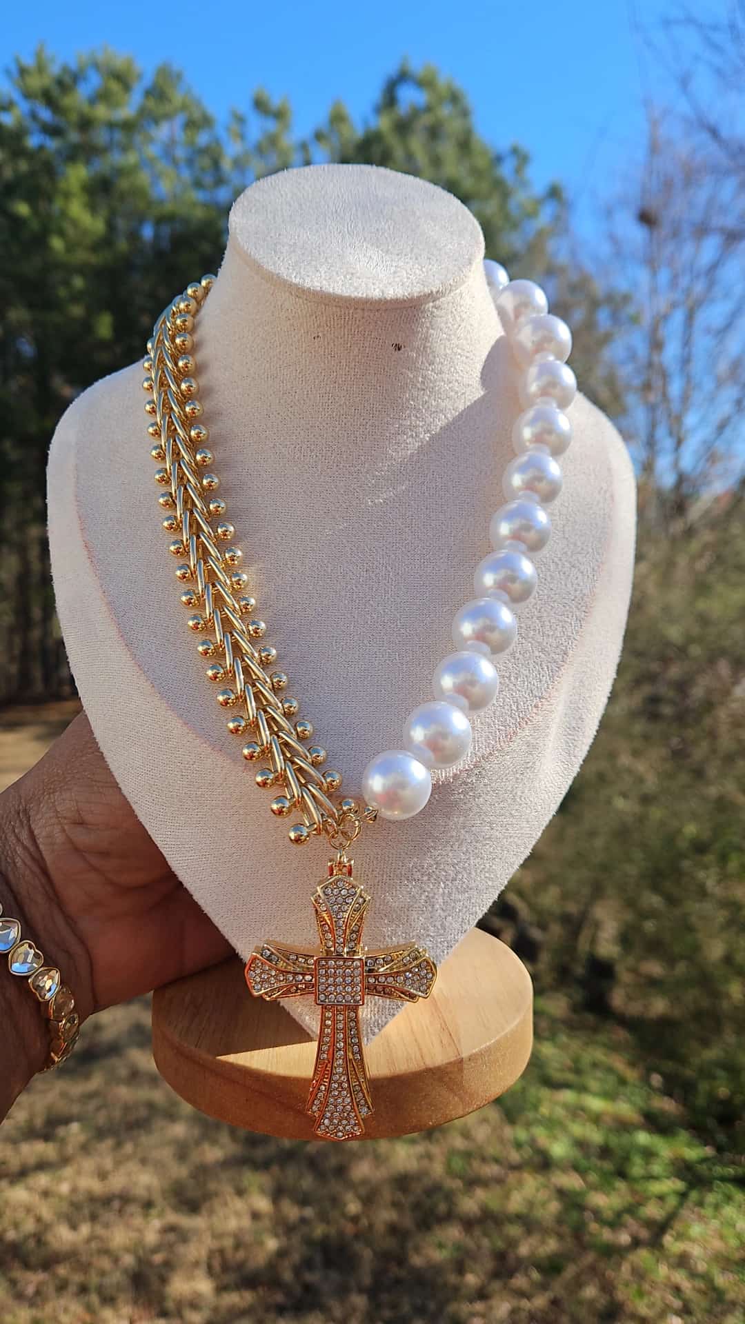 Gold Pearl Cross